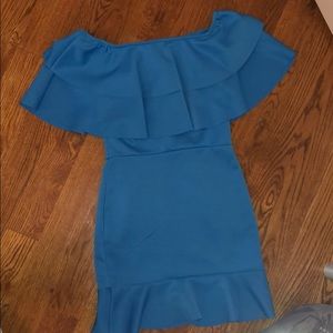 Off the shoulder Teal cocktail dress